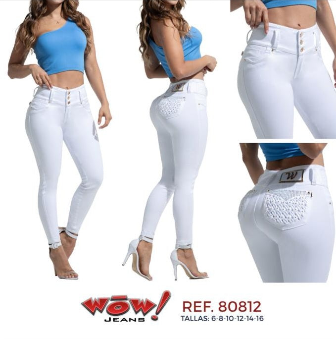 🤍 Jean WOW! Ref. 80812 – Blanco Escultural con Detalle en Bolsillos