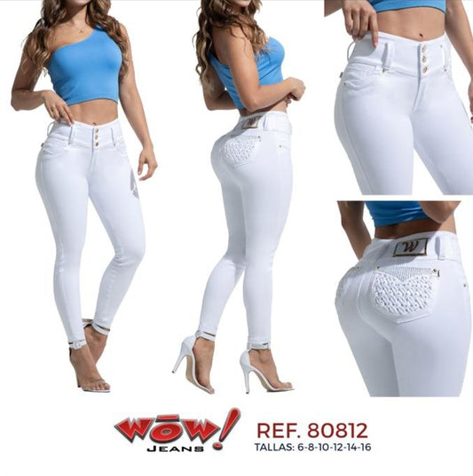 🤍 Jean WOW! Ref. 80812 – Blanco Escultural con Detalle en Bolsillos